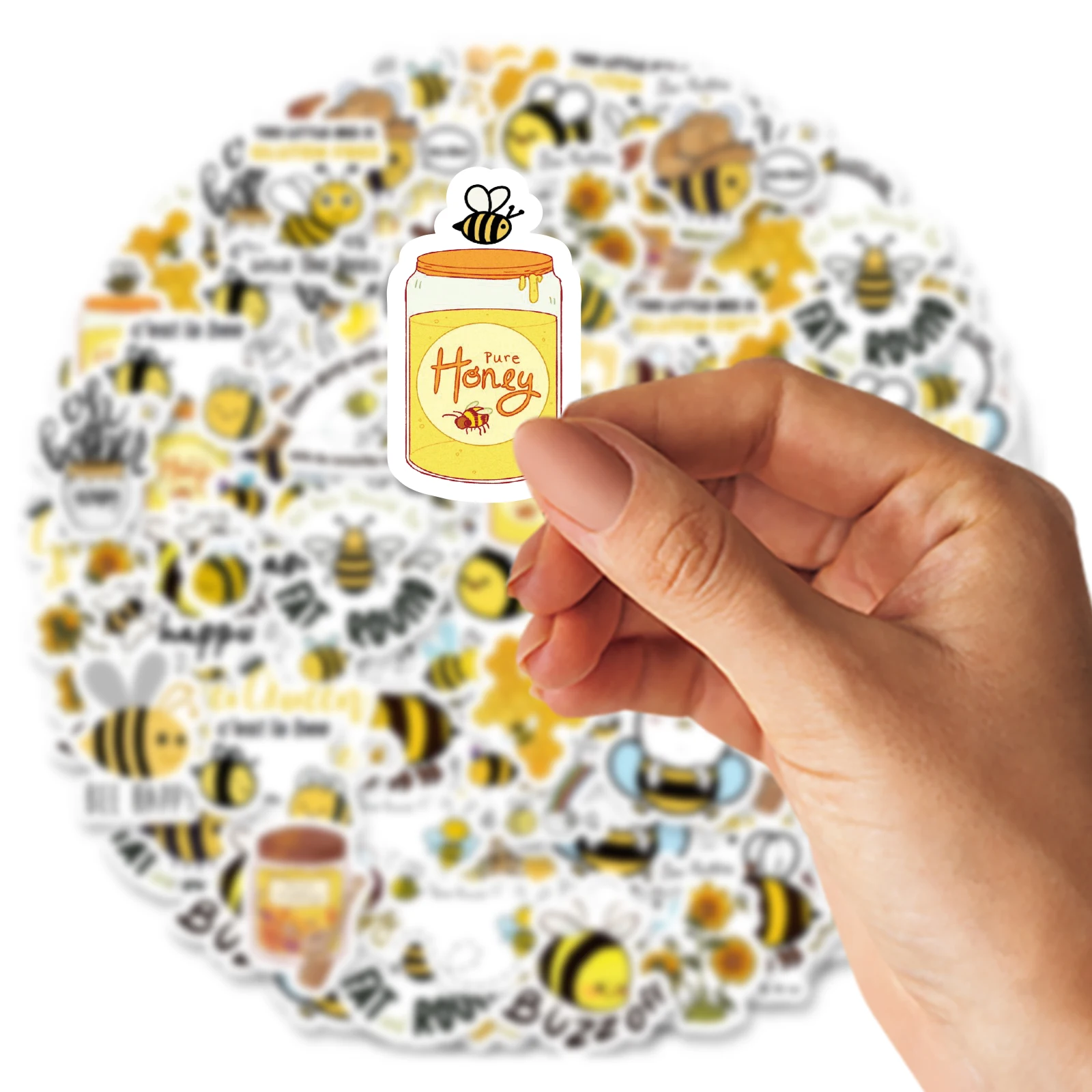 46pcs Cute Little Bee Cartoon Graffiti Stickers Decorated Notebook Water Cup Guitar Suitcase Classic Toy Scrapbook DIY Decals