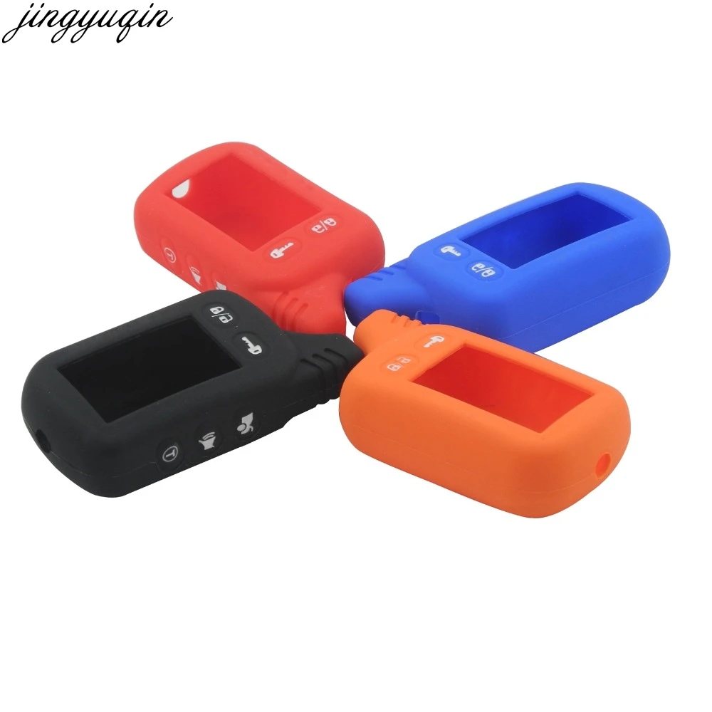 Jingyuqin Remote TZ9030 Silicone Case KeyChain For Russian 2-way Alarm System Alarm Key Fob For Tomahawk TZ9030 Keyring