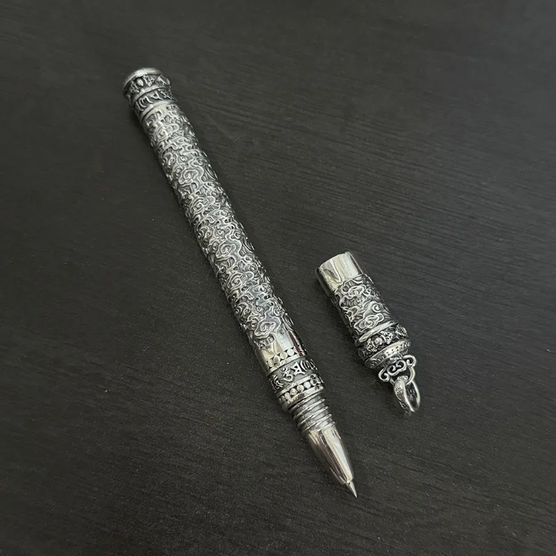 balaoye-thai-silver-antique-style-carved-gen-pen-student-daily-art-drawing-practice-supplies-black-05mm-kawaii-school-supplies