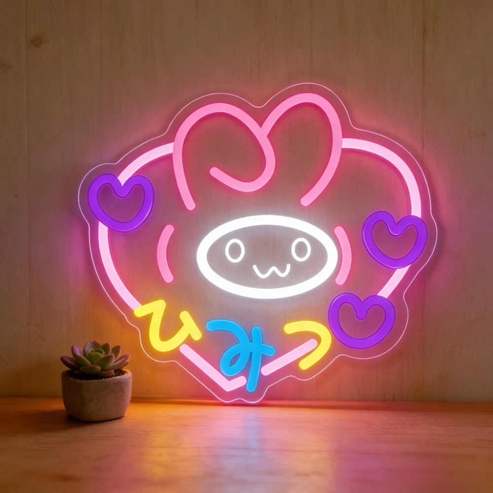 

Sanrio My Melody Heart Frame LED Neon Light Sign USB Dimmable Neon Sign for Wedding Anniversary Party Bedroom Living Room Decor