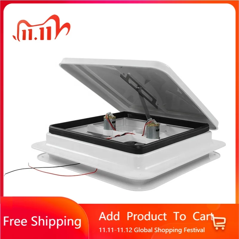 

STLF TYTXRV 12V 350mm RV Roof Vent Simple Manual Exhaust Fan Dual Fan White Lid for Camper & Caravan