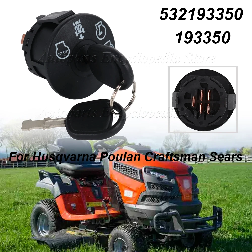

Подходит для Husqvarna Poulan Craftsman Sears, автомобильные аксессуары 532193350, переключатель зажигания и стартера газонокосилки с 2 ключами 193350
