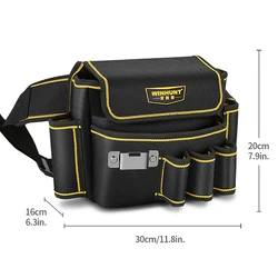 1pc Multi-Pocket Tool Pouch With Adjustable Belt, Heavy Duty 600D Oxford Cloth, Utility Tool Organizer For Electrician, Carpente