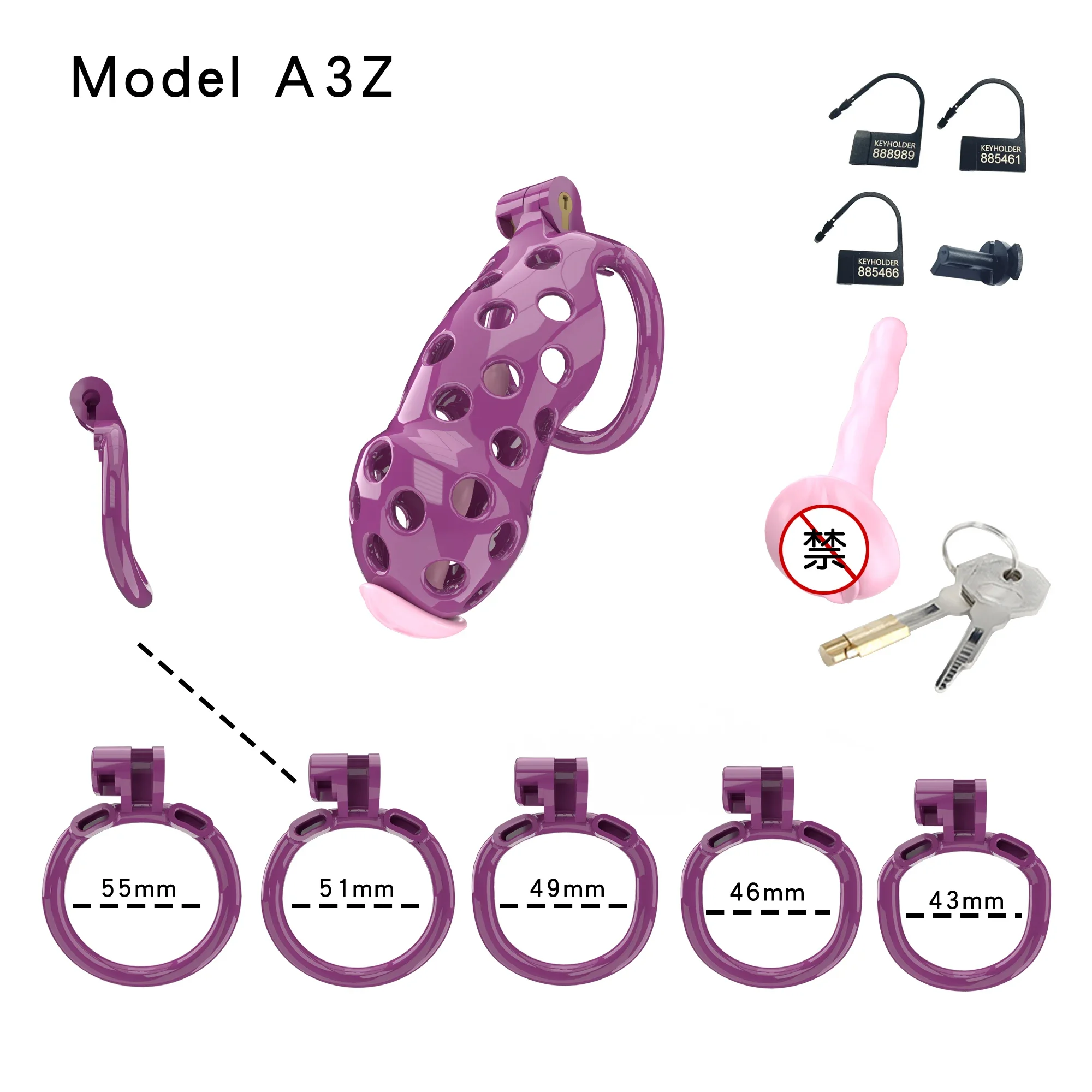 Purple Cobra Wear Chastity Lock CB Lock Male Chastity Device Adult Penis Lock Fake SM Erotic Catheter Belt Belt Belt