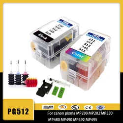 Vilaxh PG512 CL513 512XL 513XL for Canon pg 512 cl 513 Pixma mp230 mp250 MP240 MP270 printer Smart Ink Cartridge Refill Kit