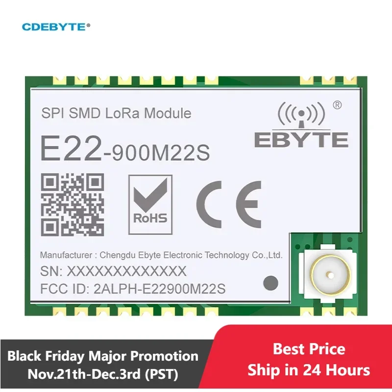 SX1262 LoRa Wireless Maodule CDEBYTE E22-900M22S 22dBm 915MHz SMD 32M High-Precision TCXO RF Module for LDO DC-DC Power Supply