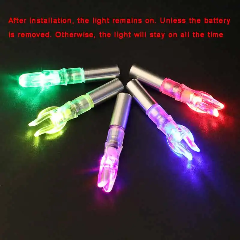 5pcs Luminous Arrow Nock Tail Replaceable Batteries Anti-shake Archery LED Lighted Nock for ID6.2mm Arrow Shaft Shooting Hunting