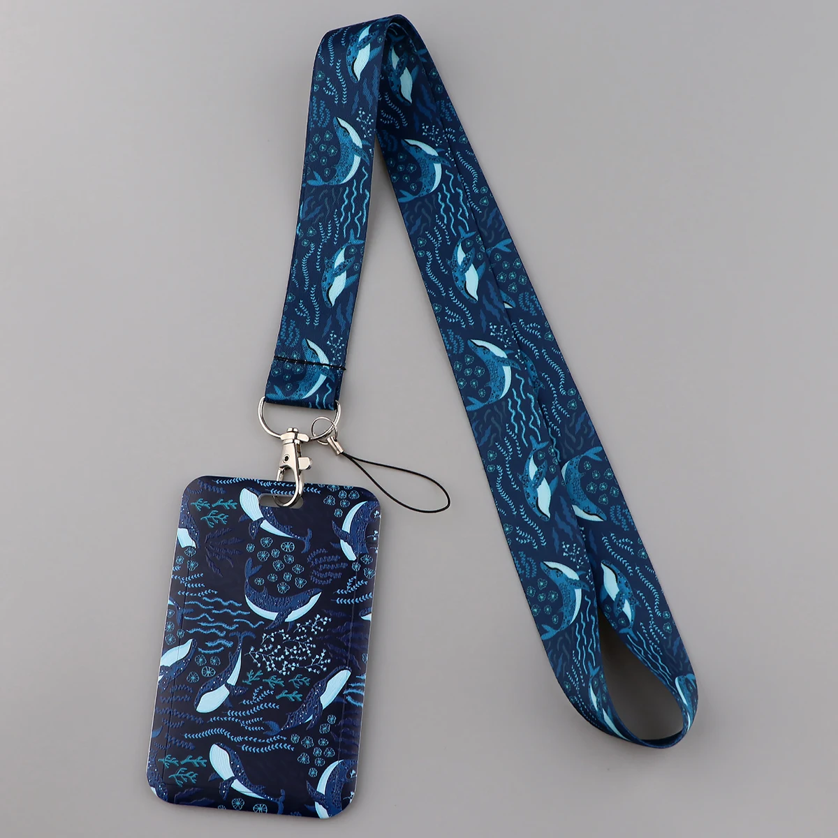 Blue Whale Creative Lanyard Card Holder Student Hanging Neck Phone Lanyard Badge Subway Access Card Holder Accessories