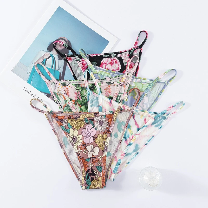 Летние тонкие сексуальные стринги с цветочным принтом из ледяного шелка, бесследное сексуальное женское нижнее белье, спортивные мягкие дышащие бесшовные трусы Летние тонкие сексуальные стринги с цветочным принтом из ледяного шелка, бесследное сексуальное женское нижнее белье, спортивные мягкие дышащие бесшовные трусы