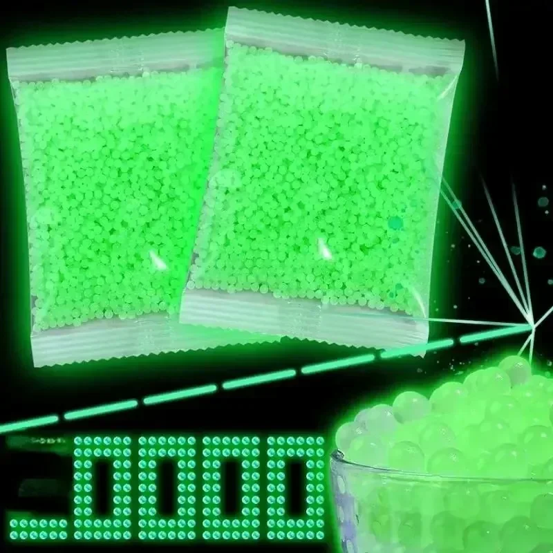 ลูกกระสุนเจลเรืองแสง 7-8 มม. เรืองแสงในที่มืด ลูกปัดเจลเติมกระสุนสำหรับปืนอัดลม เกมยิงปืน ลูกกระสุนเจลเรืองแสง