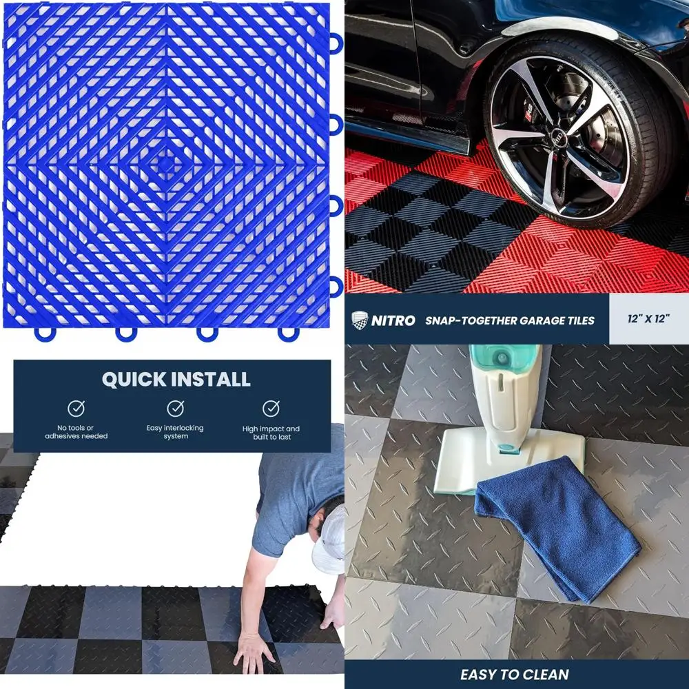 FlooringInc's Nitro 12x12 Snap-Together Garagenbodenfliesen, rutschfeste ineinandergreifende Kunststoffbodenmatte, Garagenorganisation & St