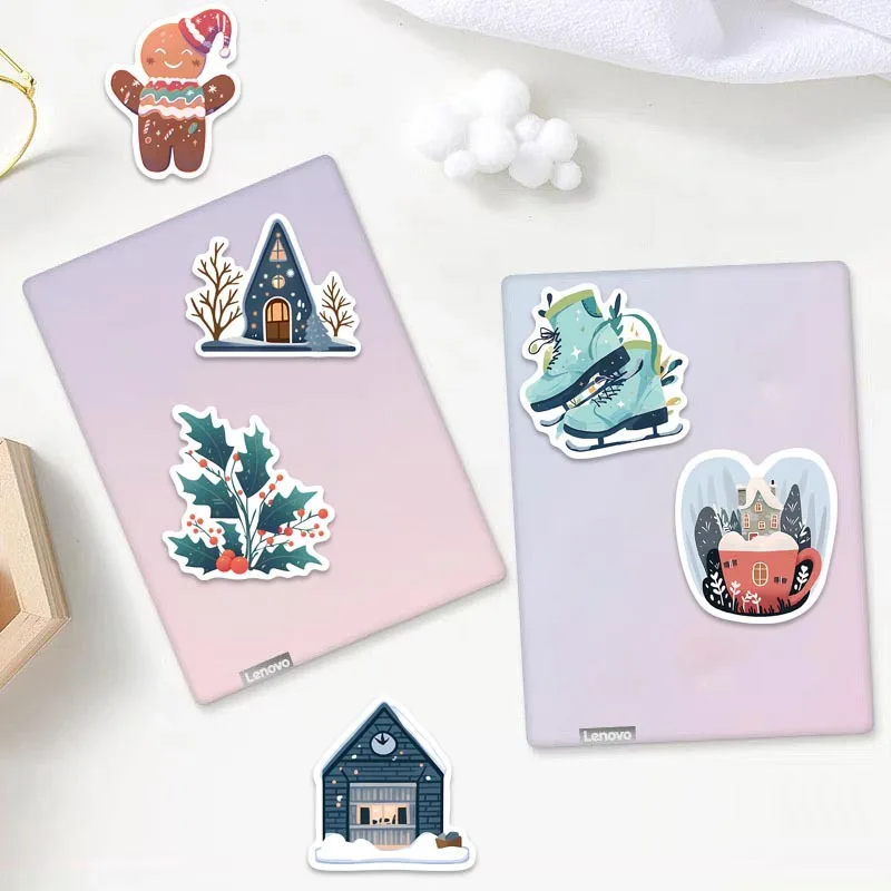 50PCS Cute Winter Christmas Decoration Graffiti Stickers Aesthetic Decals DIY Phone Scrapbook Luggage Helmet Kid Toy Sticker