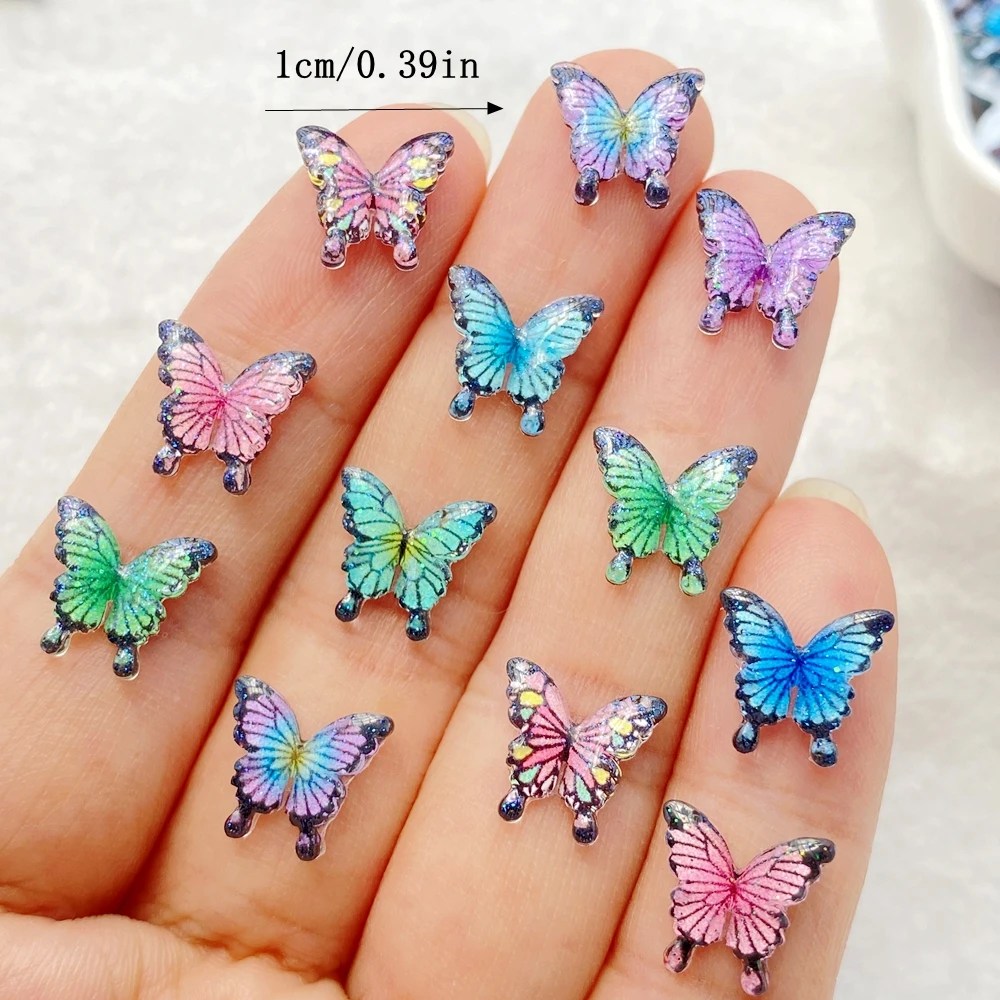 50Pcs Cute Mini Cartoon Colorful Butterflies Nail Art Resin Designer Charms DIY Craft For Nail 3D Decorations Jewelry - Image 2