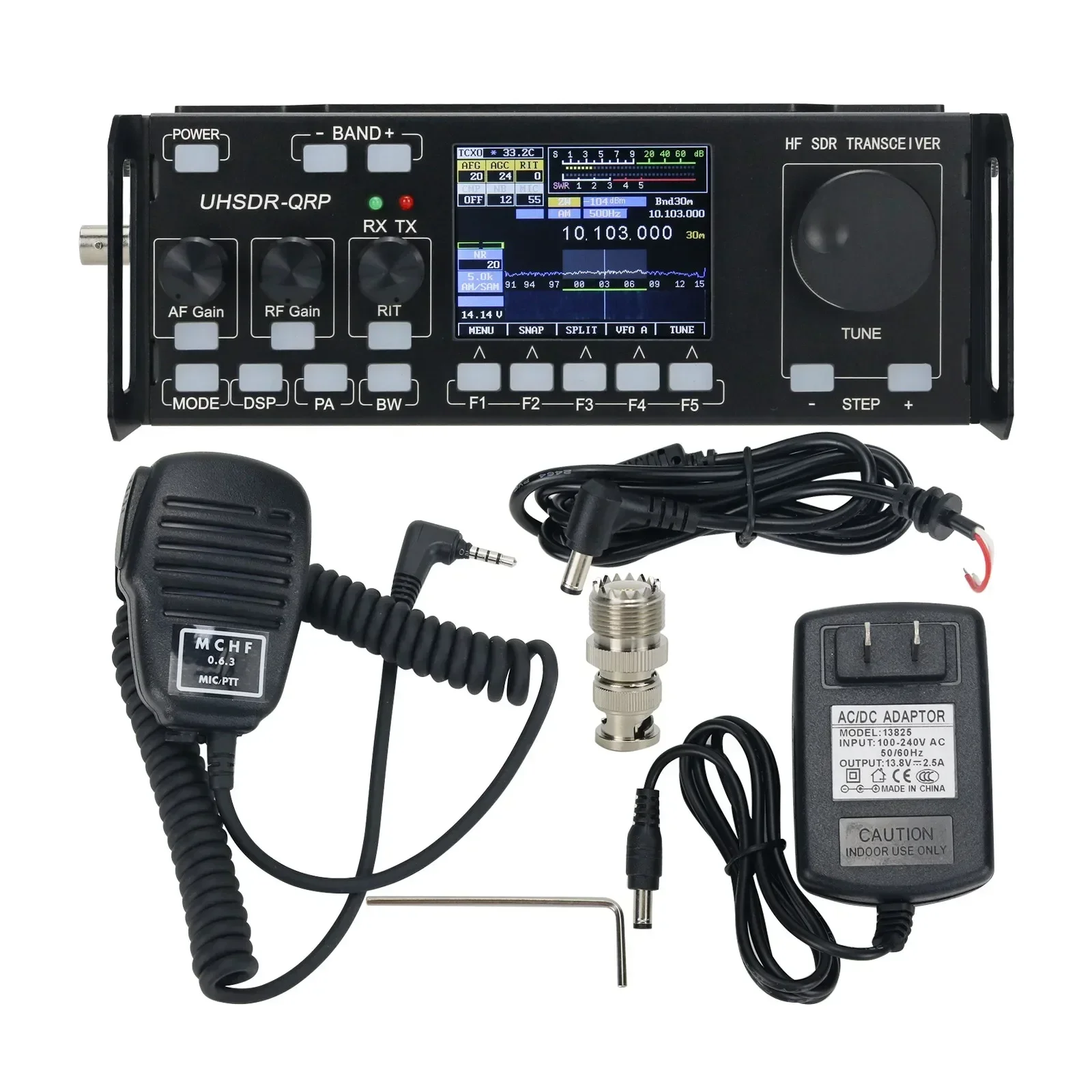 for V0.6.3 HF SDR Transceiver Touch Screen QRP Transceiver Amateur Ham Radio With power supply + Microphone