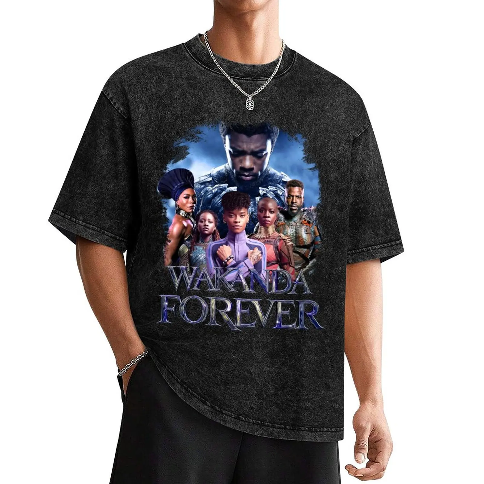 

Wakanda Forever Collage T-Shirt sports fans summer top new edition mens cotton t shirts