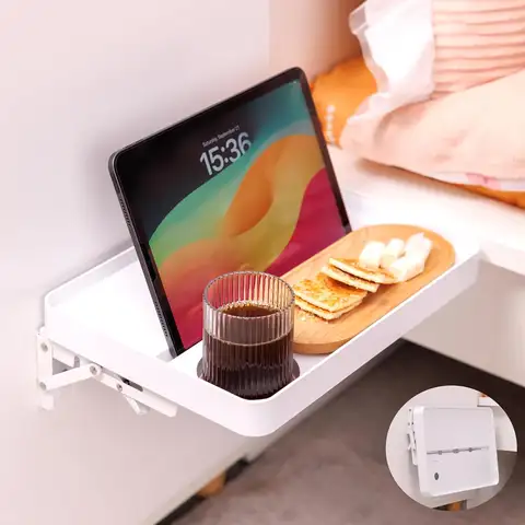 Self Adhesive Bedside Shelf Foldable Nightstand Shelf Wall Mounted Organizer Shelves for Bedroom, Nursery, Bathroom, Books，Dorm