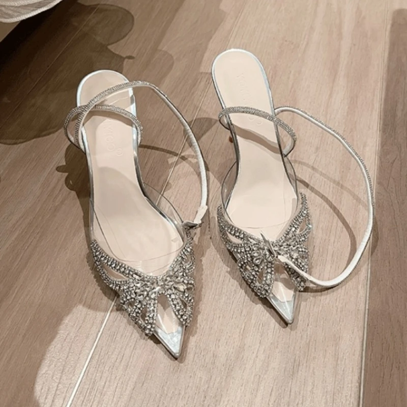 Ladies Sandals High Heel Pumps Shoes Summer New Rhinestone Flower Fashion Sexy Women Classic Wedding Shoes Bridal Pearl Sandals