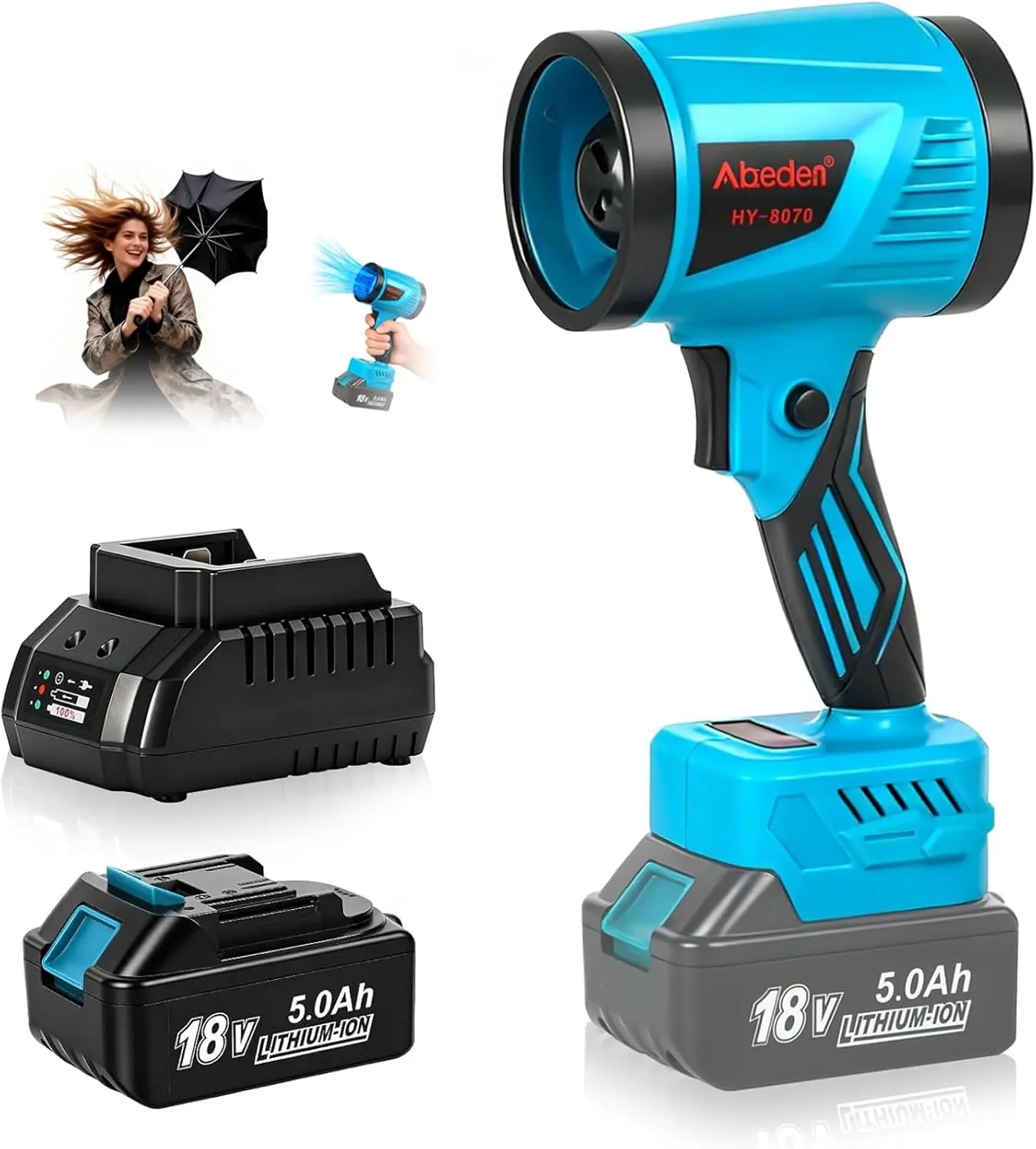 

Cordless Mini Leaf Blower with 5.0Ah Battery & Fast Charger, Lightweight for Lawn and Yard Cleaning