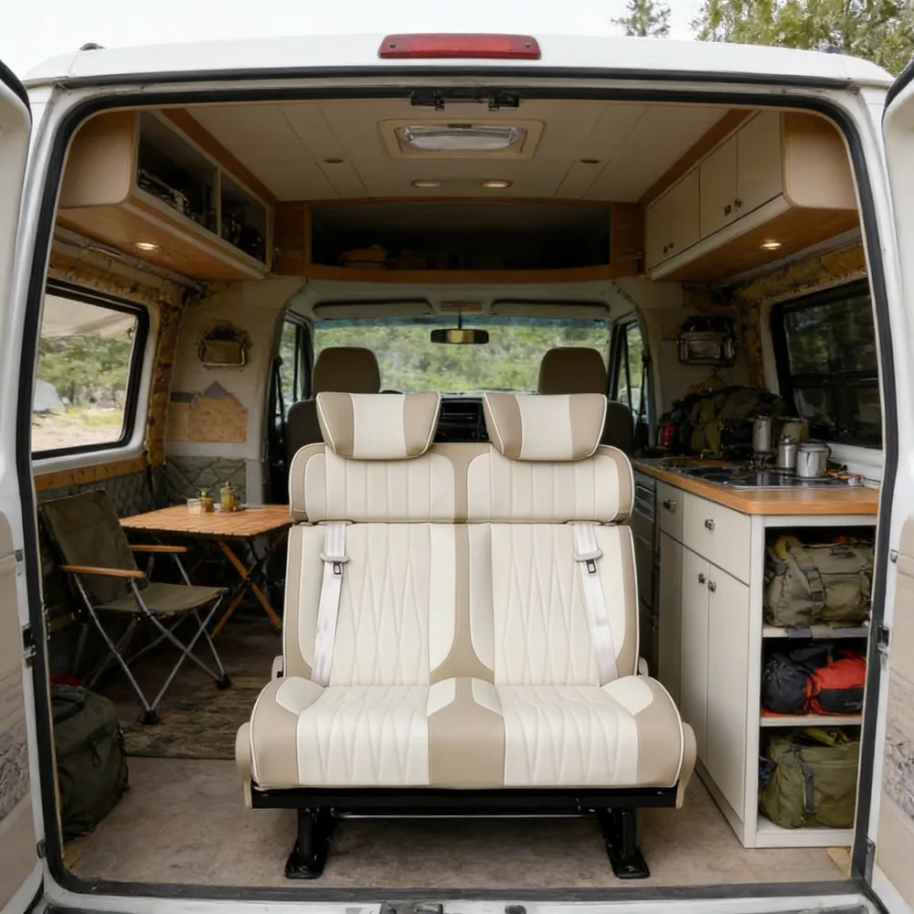 Comfortable RV Seat Bed Adjustable Folding Camper Van Car Customizable Van Sofa Bed Passenger Seat Wholesale Supply