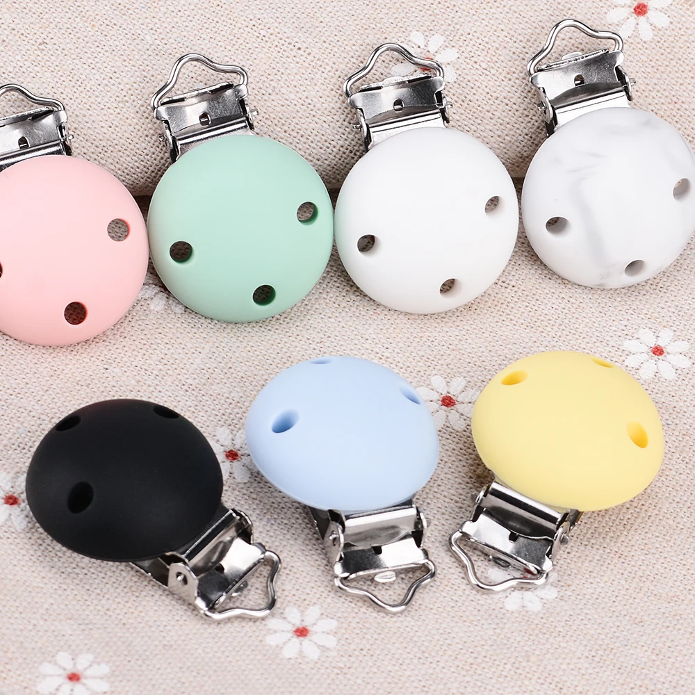 LOFCA 5 Pcs Round Silicone Clips Baby Pacifier Clips Tooth Guard Pacifier Chain Accessories Safe BPA Free