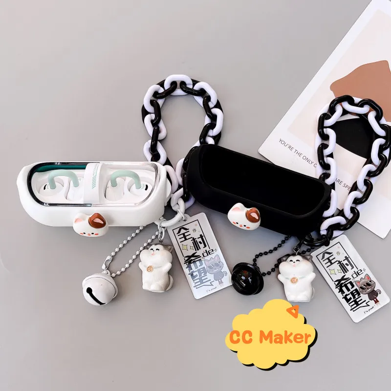 For MoonDrop PILL Case Suitable for MoonDrop PILL Silicone Soft Case Cute Cat Bracelet Keychain Charm Protective Cover
