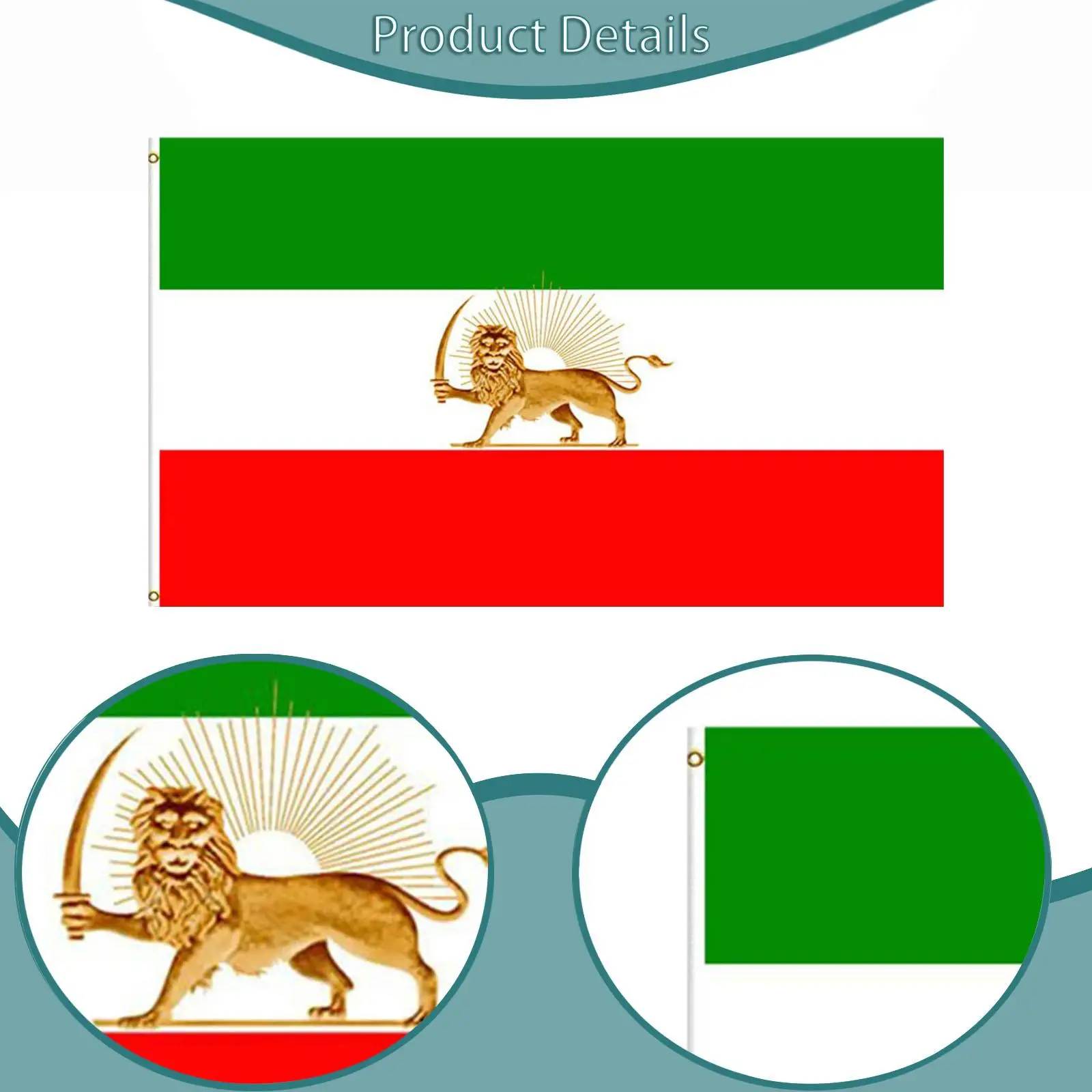 Former Iranian Flag Old Historic Iran Pahlavi Dynasty Flag 59 x 35 inch for Country Celebrations Balconies Garden Decoration
