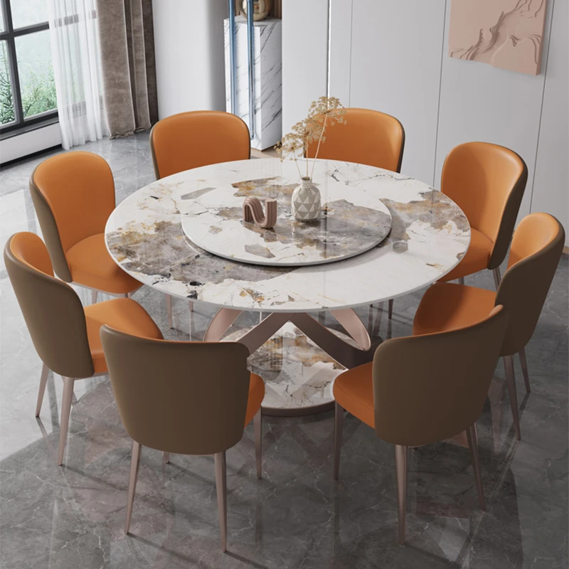 Complete Dining Room Table 4 Chairs Dinning Set 6 Luxury Square Mesa Salon Marble Multifunction Home Furniture Round