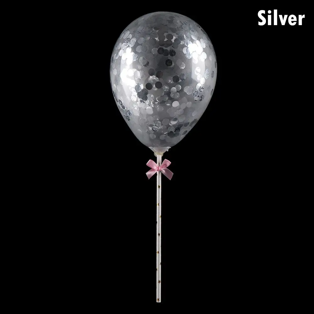5 inches Party Supplies  Shower Birthday Transparent Balloon Cake Decoration Confetti Balloon Cake Topper