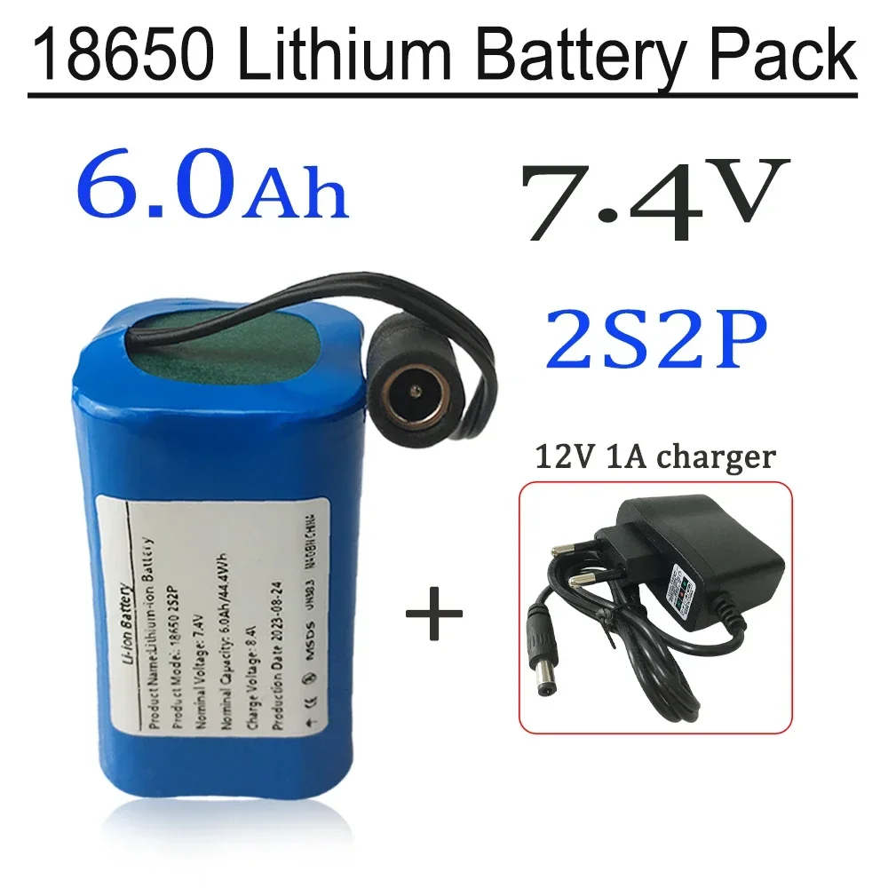 

2025 NEW 2S2P 7.4V 6000mAh Li-ion Battery For T188 T888 2011-5 Remote Search Bait Boat Accessories RC Toy Accessories+charger