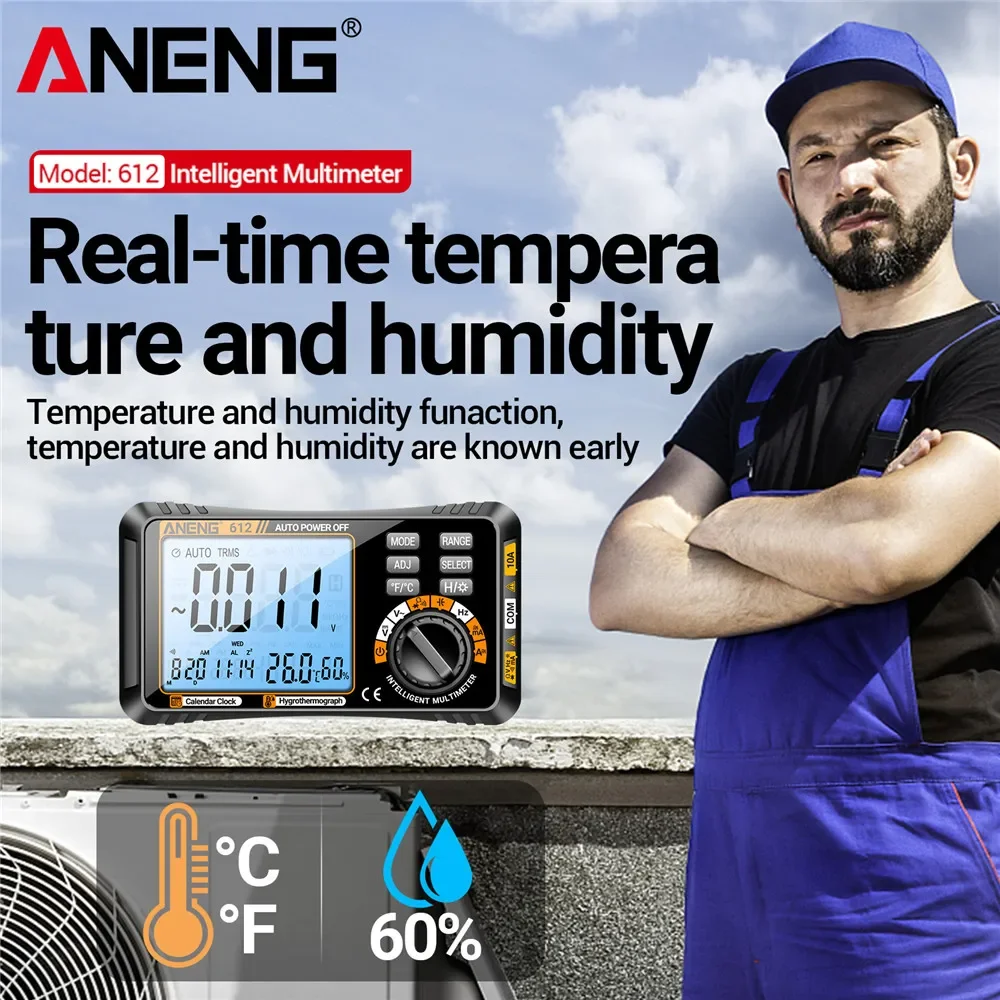 

Цифровой мультиметр ANENG 612 Smart, профессиональный, 2-в-1, для измерения переменного/постоянного тока, напряжения и емкости, тестер-инструмент