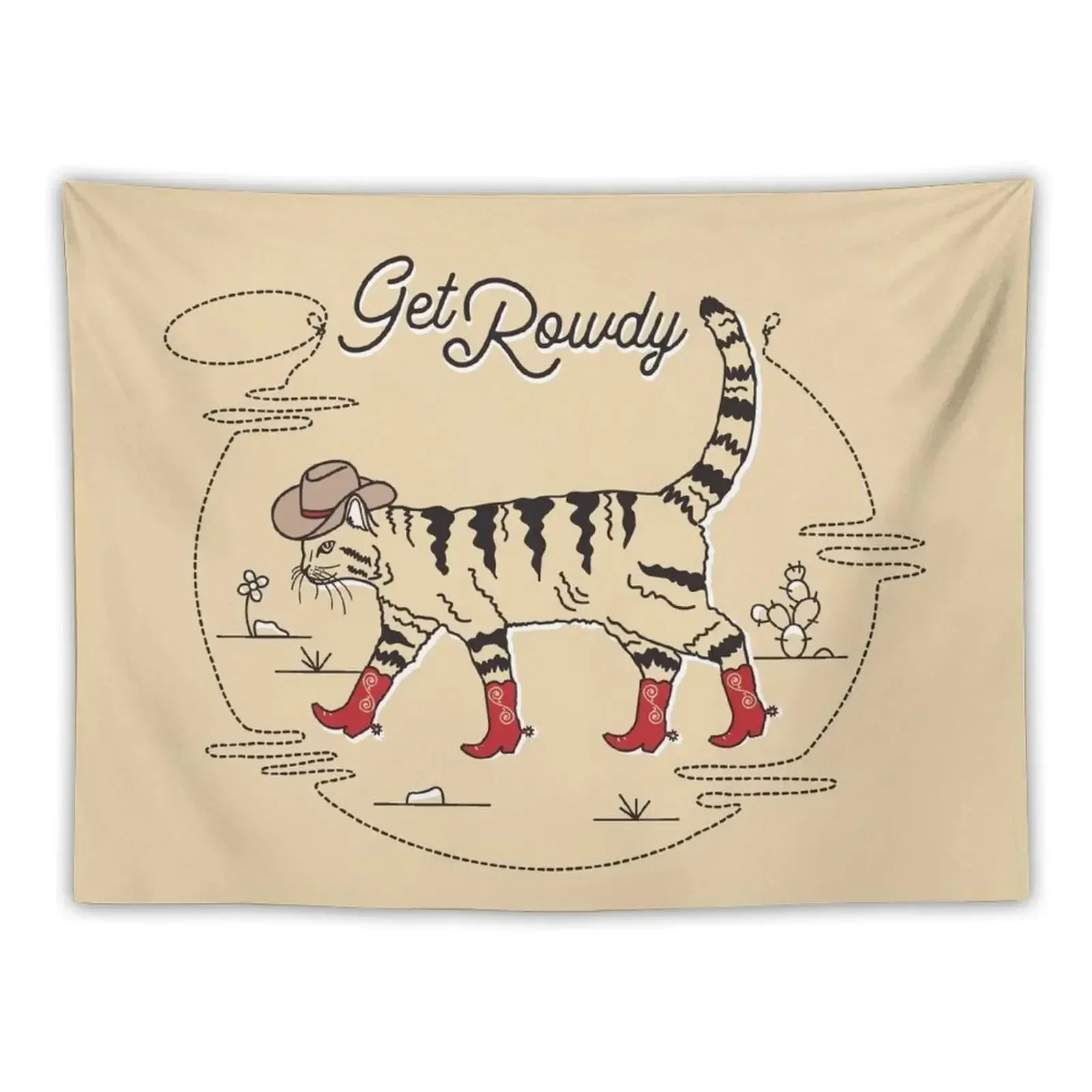 Get Rowdy Country Western Cowboy Cat Tapestry Room Decorations Aesthetic Cute Decor Tapestry