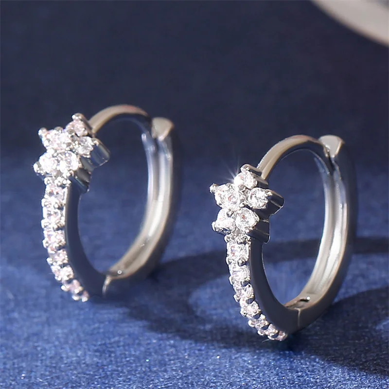 Mini Zircon Star Hoop Earrings for Women Gold Plated Metal Earrings Korean Fashion Ear Buckle Jewelry Accessories Gifts