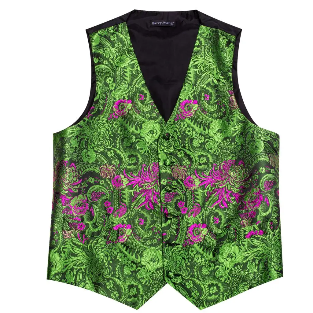 Luxury Dress Vest for Men Gilet Tie Set Silk Green Wedding Formal Suits Waistcoat Sleeveless Vintage Steampunk Barry Wang