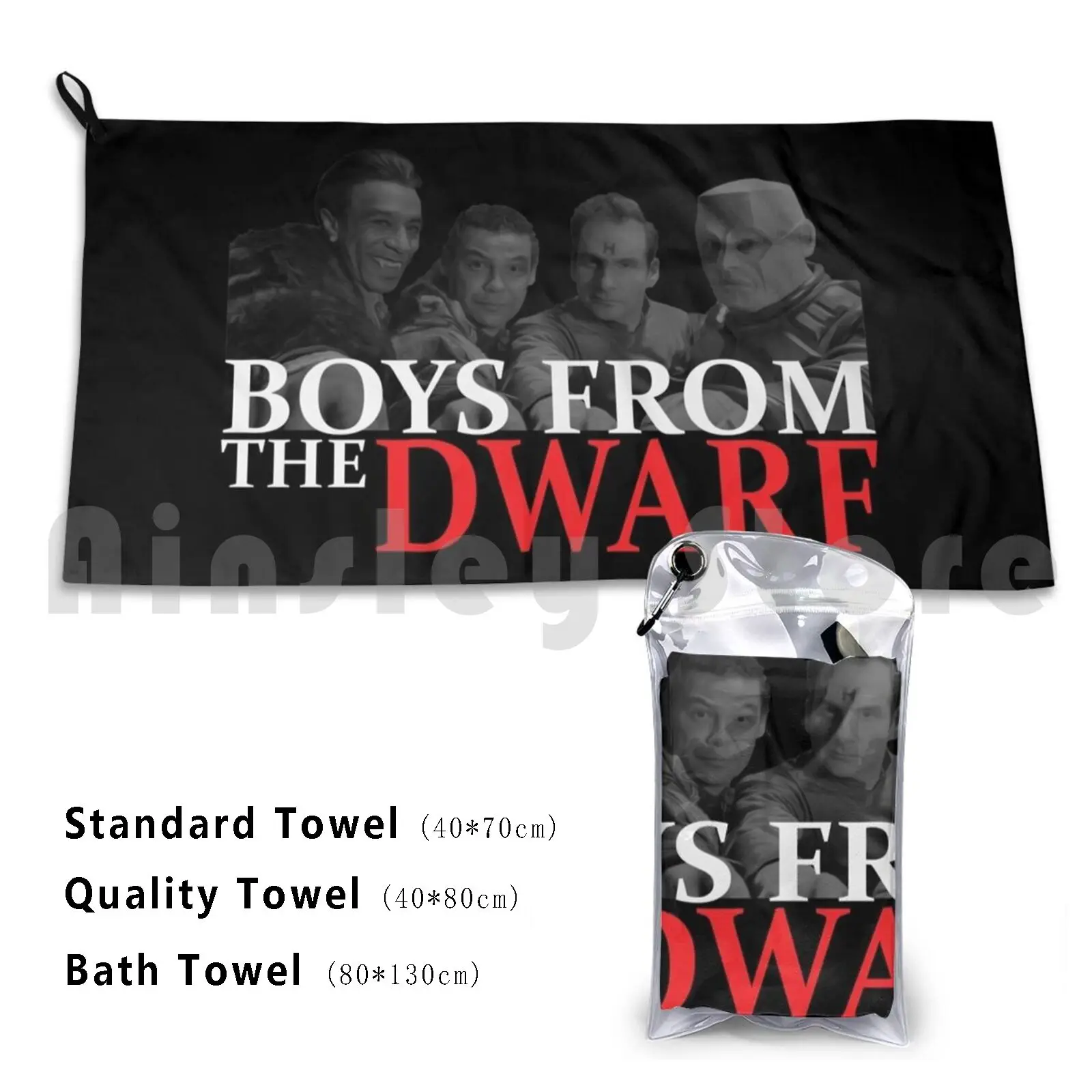 Boys From The Dwarf Bath Towel Beach Cushion Red Dwarf Dave Lister The Cat Kat Kit Kryten Arnold J Rimmer