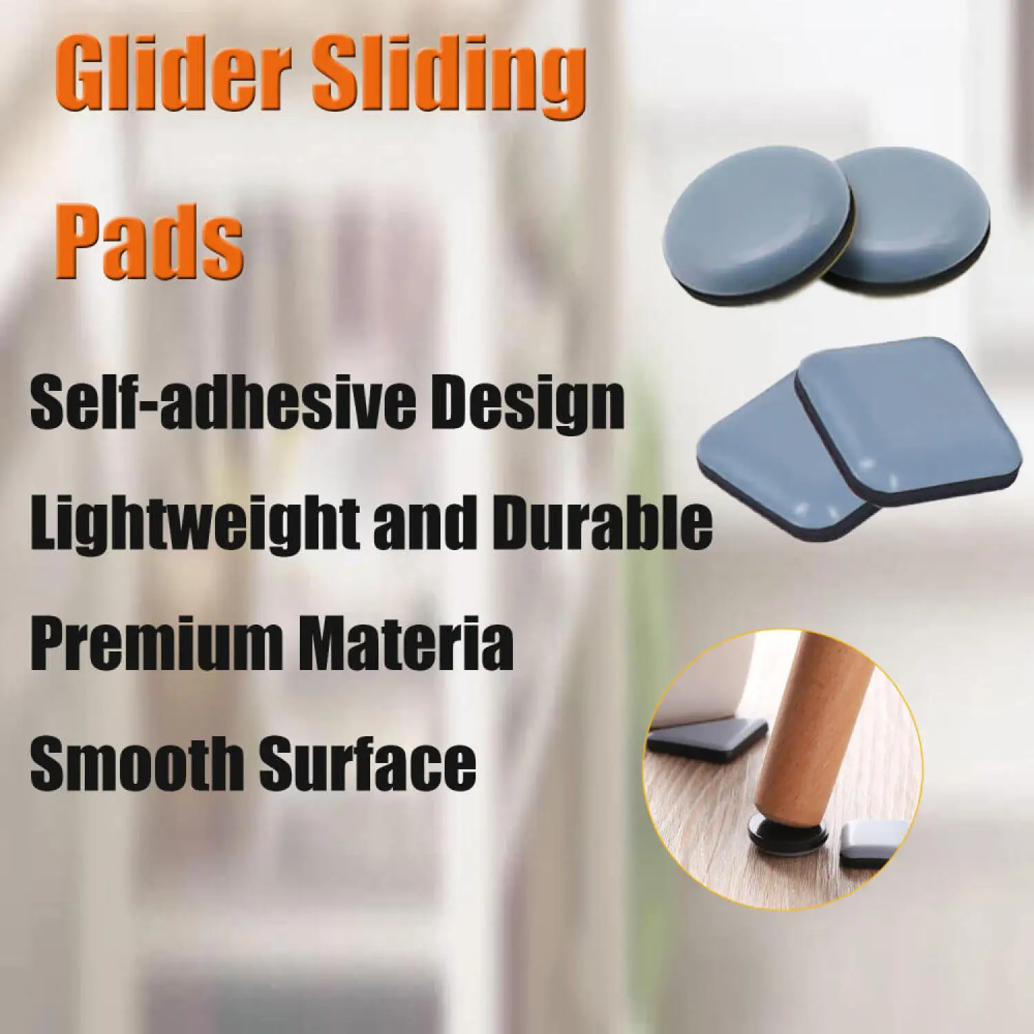 24/16/8/4pcs Self-Adhesive Furniture Sliders Pads, Thick Chair Leg Floor Protectors, Anti Scratch Carpet Gliders for Chair Table view 6