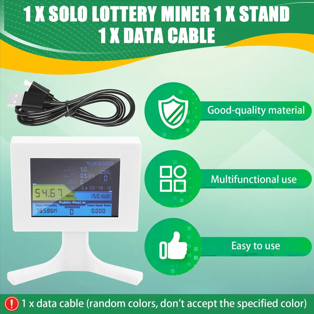 

Супергорячая распродажа: Майнер Nerdminer V2 56kh/s с 2,8-дюймовым ЖК-дисплеем, белый