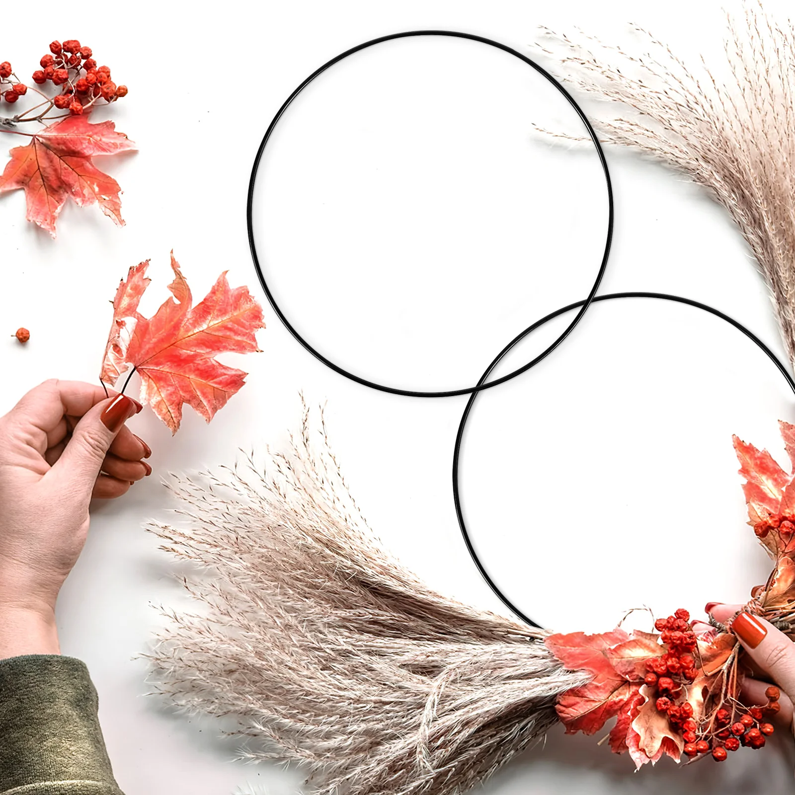 วงแหวนโลหะขัดเงาขนาดใหญ่ 9 ชิ้น สำหรับทำพวงหรีด งานฝีมือมาคราเม่ ตกแต่งโต๊ะงานแต่งงาน