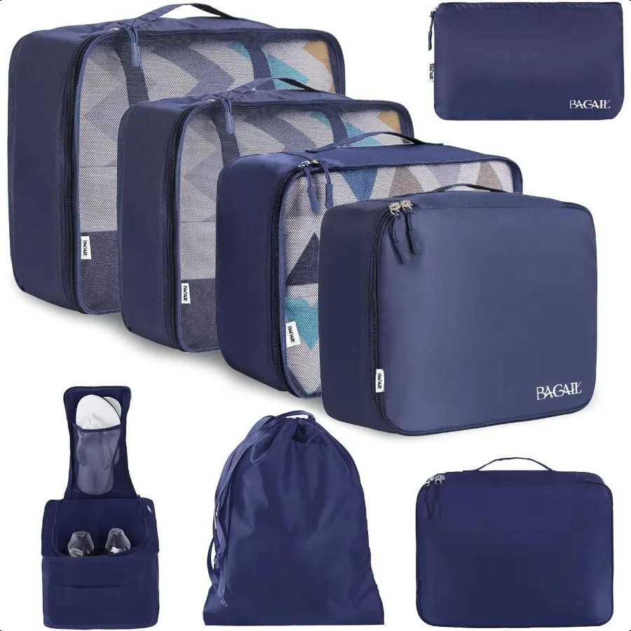 

8 Set Packing Cubes Lage Packing Organizers for Travel AccoriesIndigo