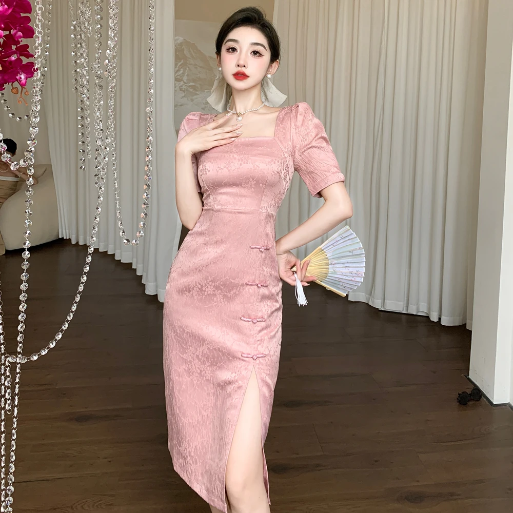 pink oriental jacquard bodycon dress House OF CB Ophelle Lace-Up Bodycon Midi Dress