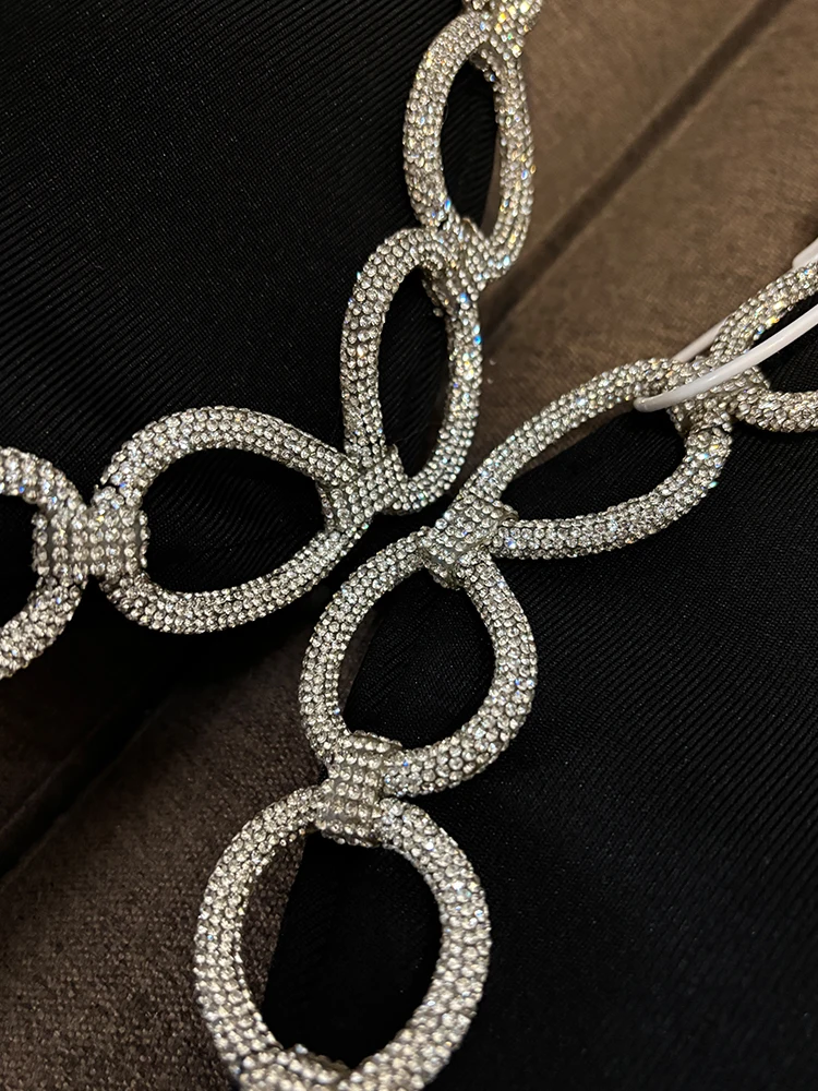 Ele Sexy Bal évider diamant embelli Svel Wrap Dr robe de soirée pour les femmes à la mode moulante ort jupe