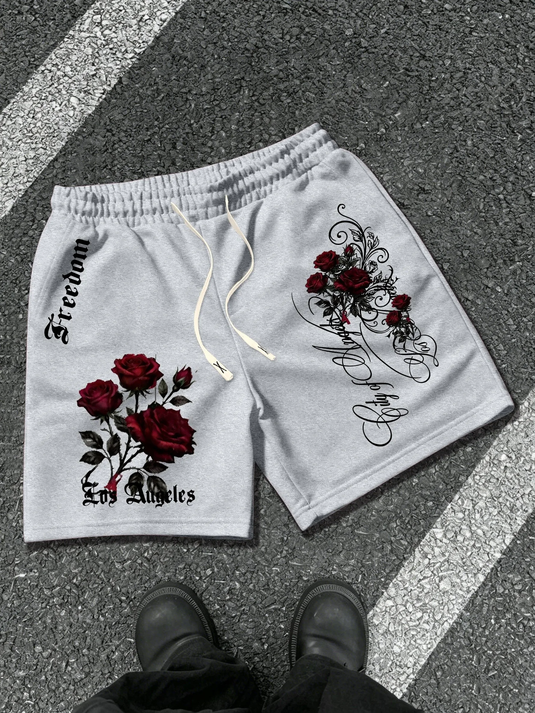 2026 summer new fashionable sports casual comfortable and versatile 3D rose pattern printed women's shorts
