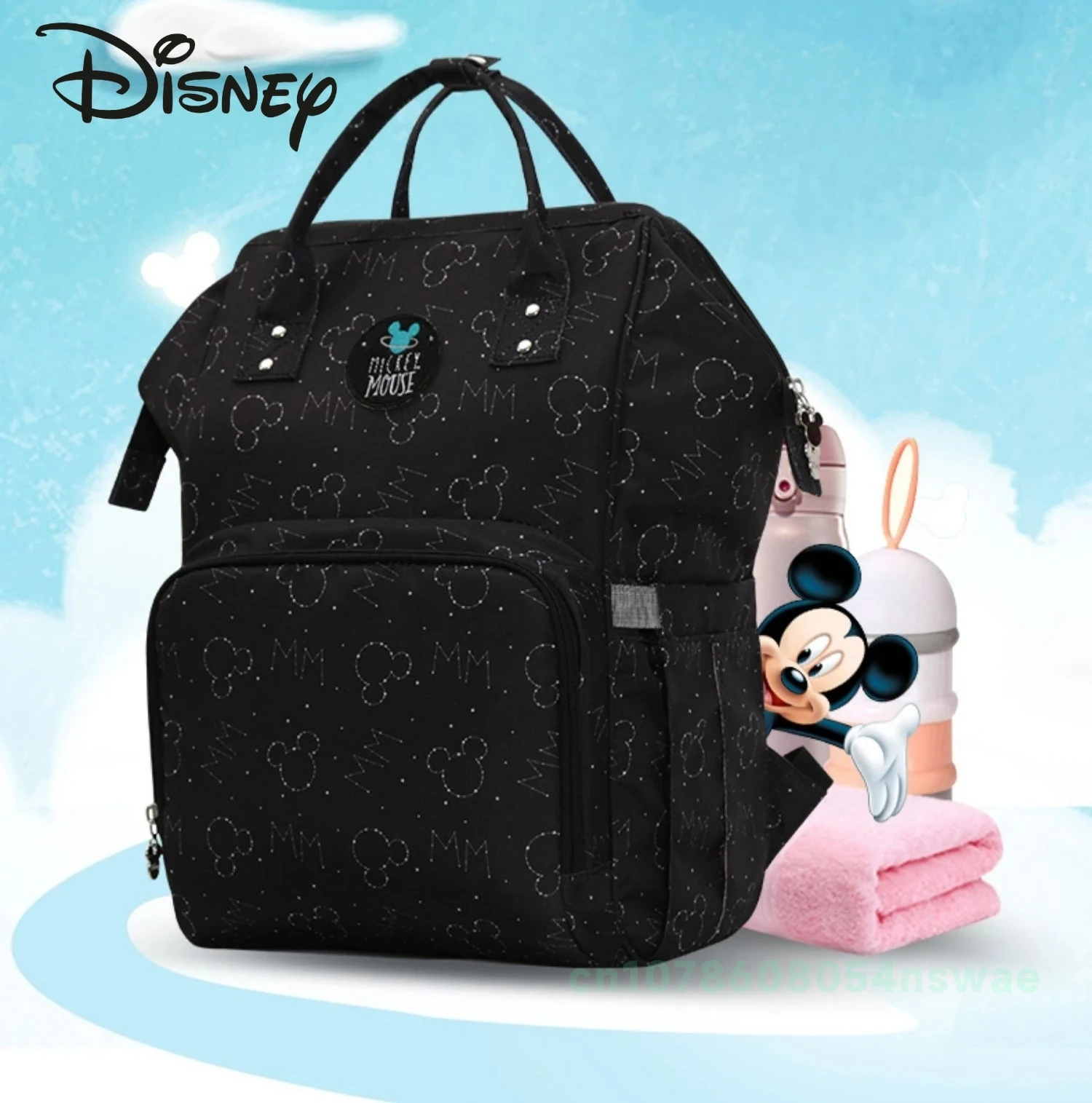 Saco de fraldas do mickey disney mochila de grande capacidade saco de bebê original bonito dos desenhos animados de alta qualidade, marca de luxo, novo