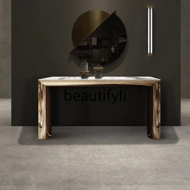 

a26 Итальянская минималистичная входная платформа, каменная плита, проход, коридор, полоса, входной стол, простой вход в гостиную