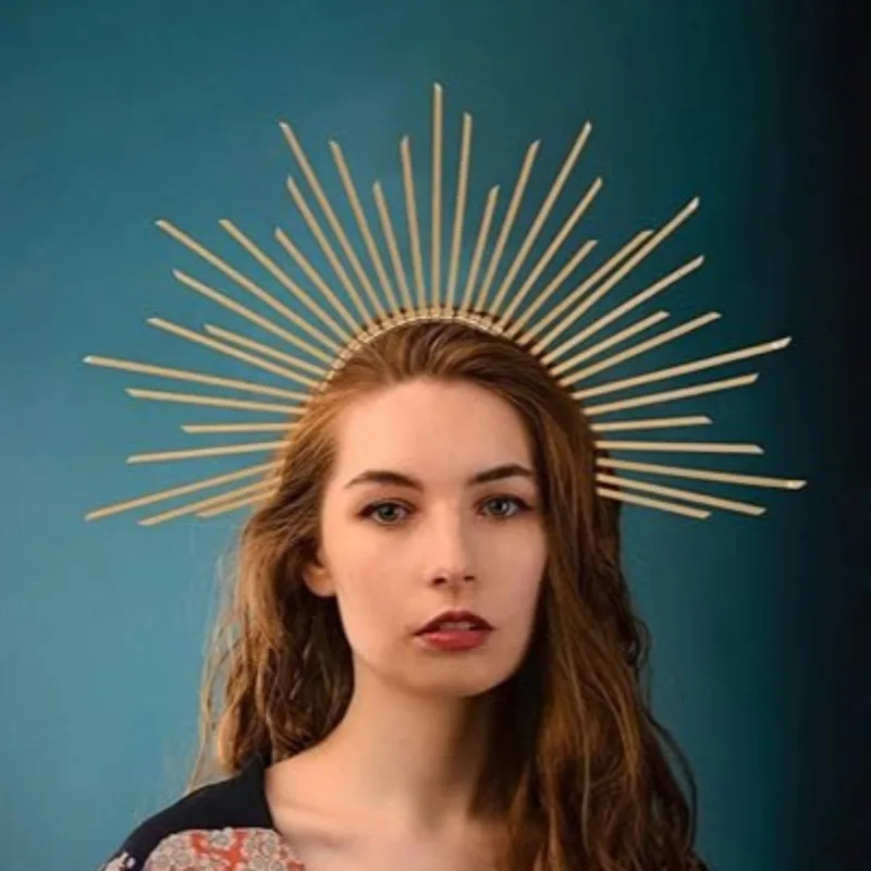 

1 шт./Богиня Halo Корона с шипами Sunburst Золотой головной убор для женщин Хэллоуин День смерти Косплей Вечеринка головной убор