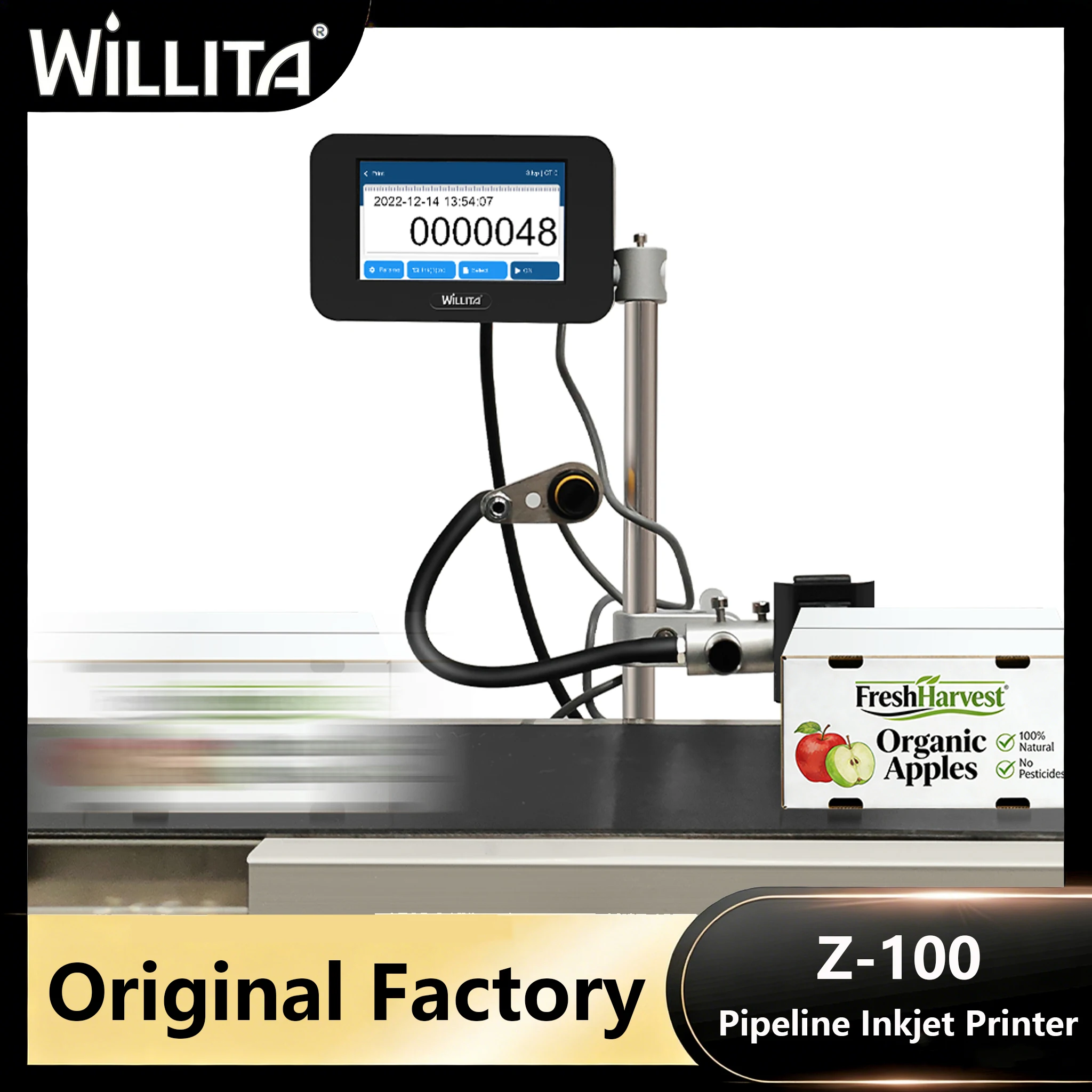 WILLITA Z-100 Online Thermal Inkjet Printers Automatic Coding Machine Expiry Date TIJ Inkjet Printer for Date Logo Code Printing