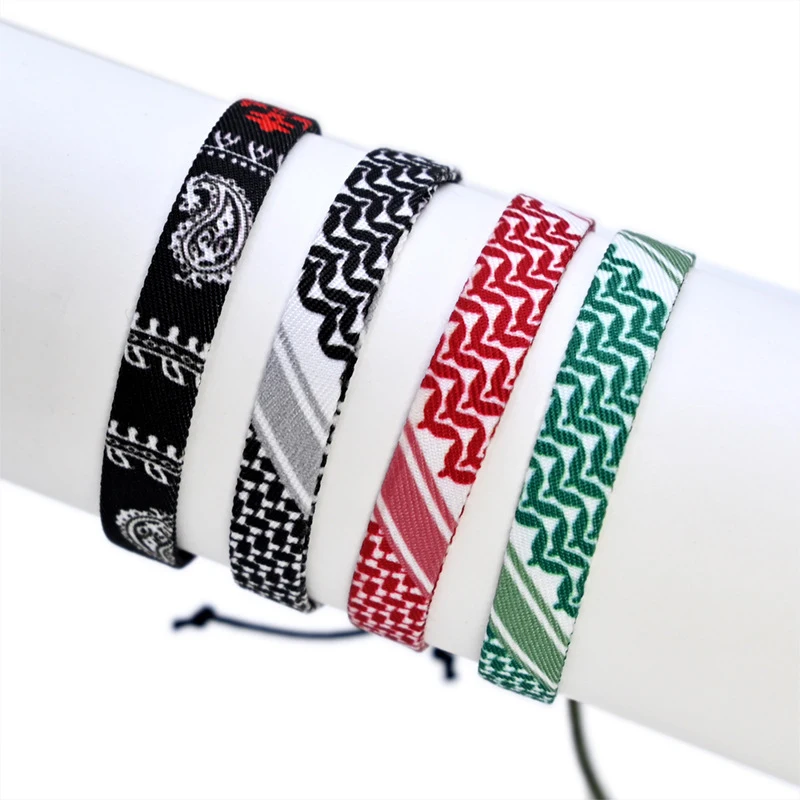 Geometrische Polka Dot Palestine Armband Voor Mannen Vrouwen Hand Multicolor Weave Arabische Stijl Gaza Vlag Sieraden Accessoires