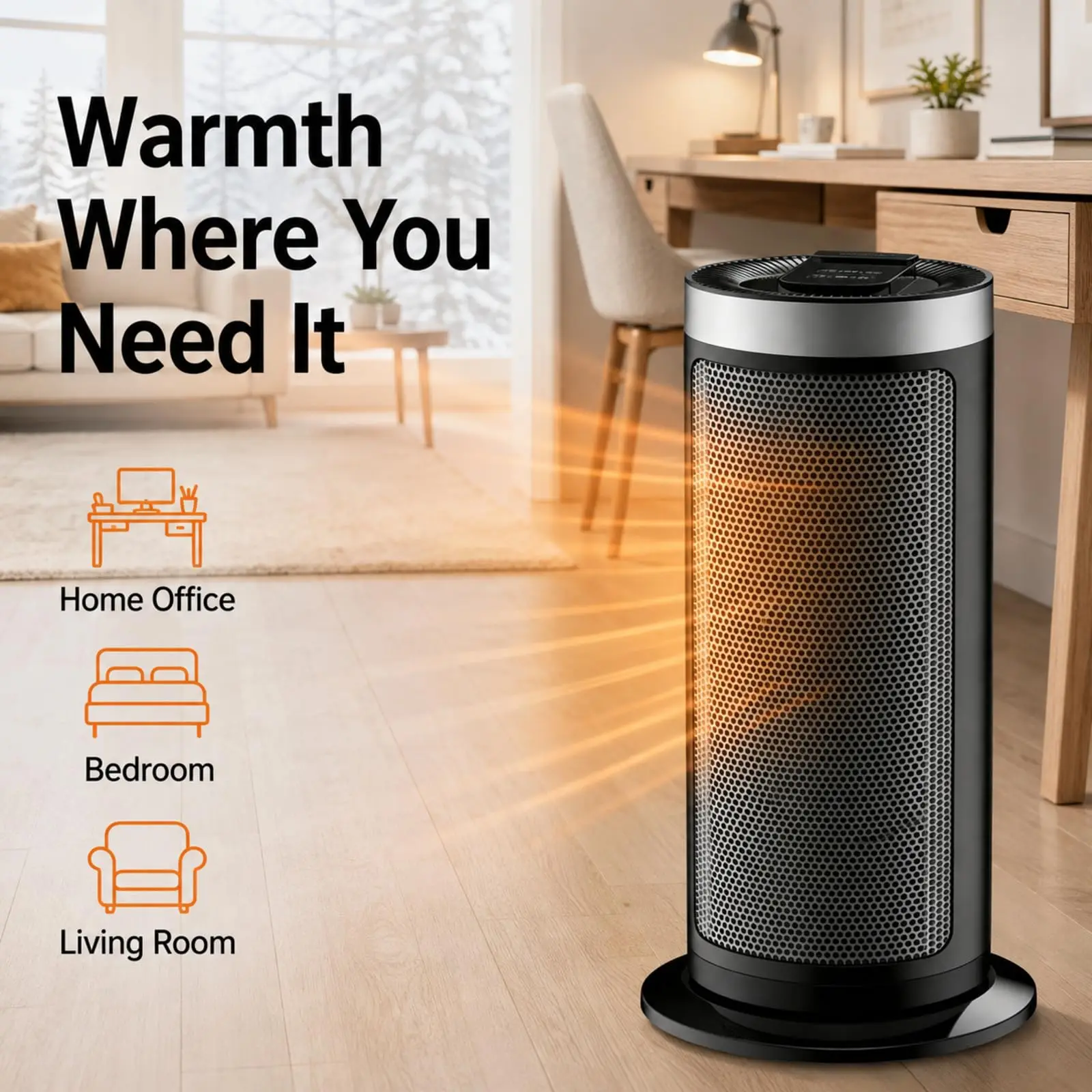 Ceramic Space Heater for Indoor Use Portable Quiet Personal Heater with Tip-Over Protection Ideal for Office Bedroom Desktop