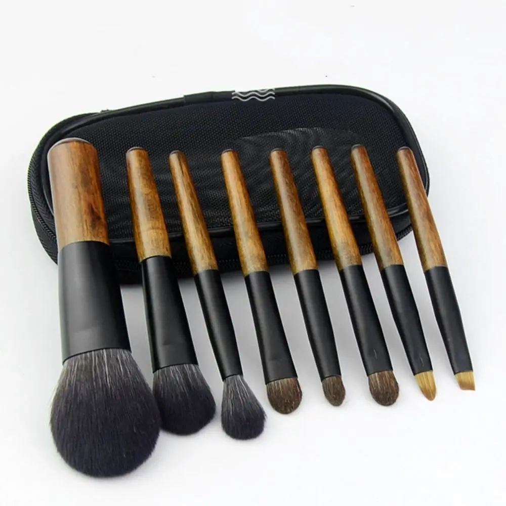 12 pçs simples lábio forro mini conjunto de escova de maquiagem madeira peludo sombra compõem kit ferramenta cosmética blush sobrancelha rolo escova viagem