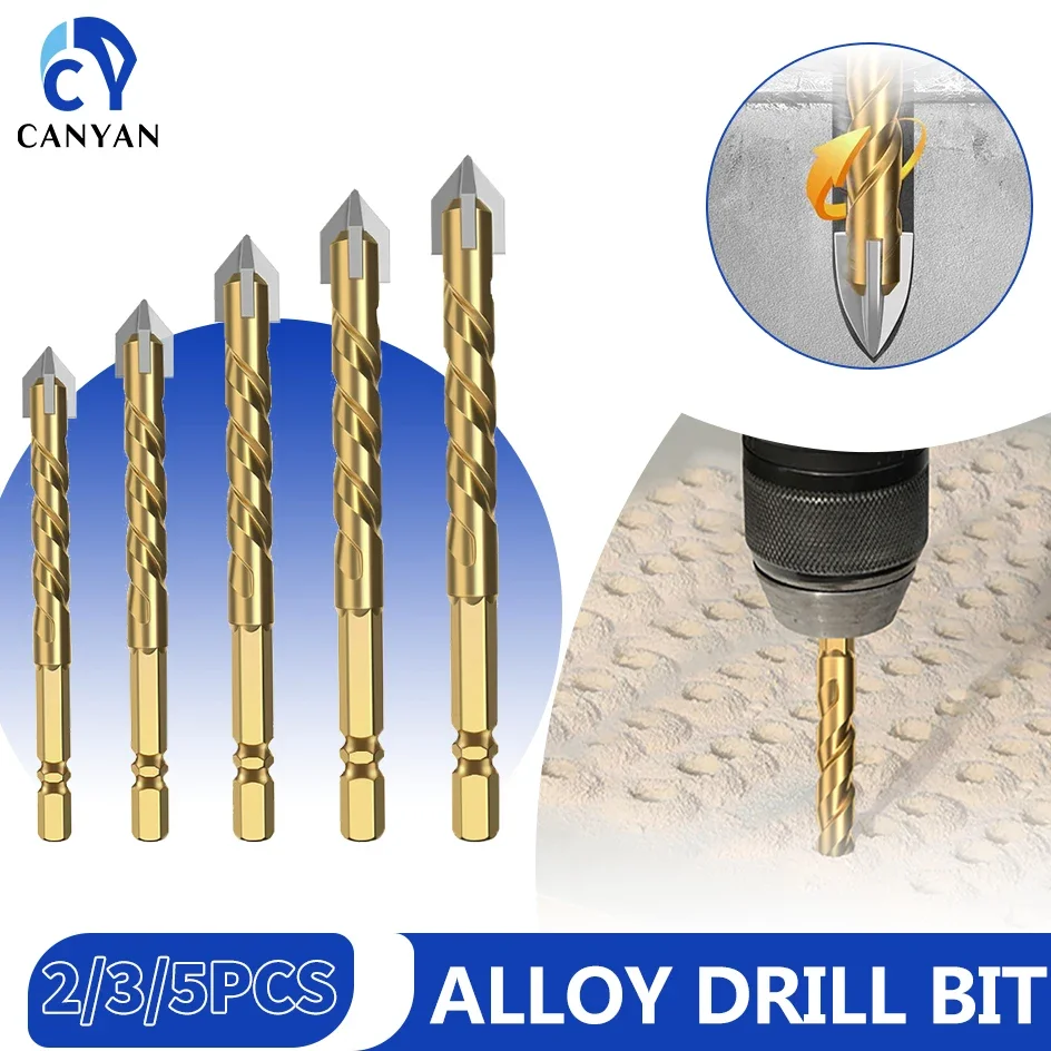 

Glass Drilling Drill Bit Tile Cement Concrete Metal Marble Special High Hardness Four-Edged Alloy Drill Bit Dry Drilling 5-12mm