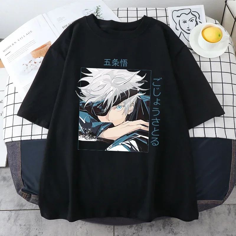 Jujutsu Kaisen Anime Gojo Satoru Print T-Shirt Women Casual Brand Top Summer Short Sleeves Summer T Shirt Sport Jogging Top